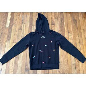 Iuter Made In Italy Men's Hoodie Black Dino Park Size S